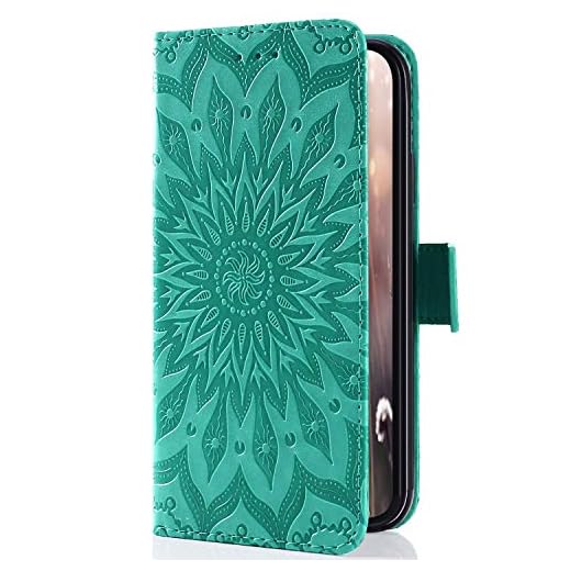 Uposao Coque Galaxy Note 3 Housse PU Pochette Portefeuille Cuir Coque Protection Etui Flip Cover Clapet Complet Coque a Rabat 3D Mandala Motif Portable Housse Coquille pour Galaxy Note 3,Vert