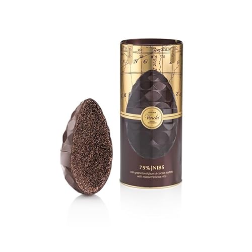 Immagine del prodotto Venchi - Uovo Gourmet Extra Fondente 75% Nibs - Cioccolato Extra Fondente e Nibs di Cacao, 350 g - Con Sorpresa - Idea Regalo - Vegano - Senza Glutine