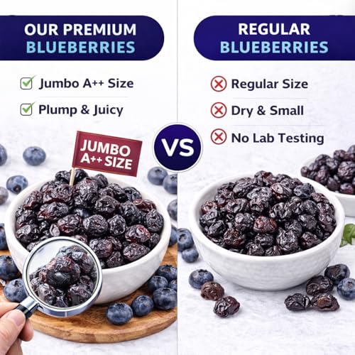 Image of Dry Goods Co. Dried Blueberries 400g | No Added Sugar | A++ Quality | Lab Tested | Rich in Antioxidants (200g X 2)