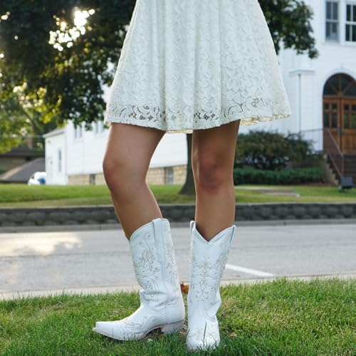 Soto Boots Women's Wedding Embroidered Leather Handcrafted Cowgirl Boots M50040 White4