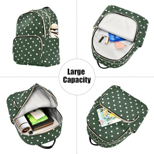 Image of ALAZA Green Polka Dots Pattern Small Backpack Purse for Women Travel Bag Fashion Daypack Back Pack Shoulder Bag