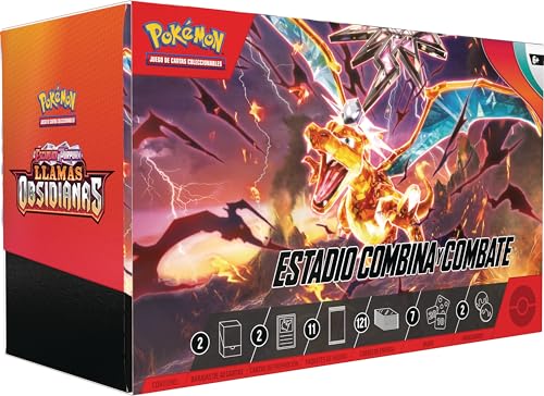Pokémon: Estadio Combina y Combate de Escarlata y Púrpura-Llamas Obsidianas (2 Barajas de 40 Cartas, 11 Paquetes de Mejora y más)