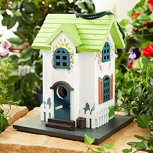 Coopers of Stortford Traditional Cottage Bird House with an Intricate Flower Design H23 xW18 xD18cm