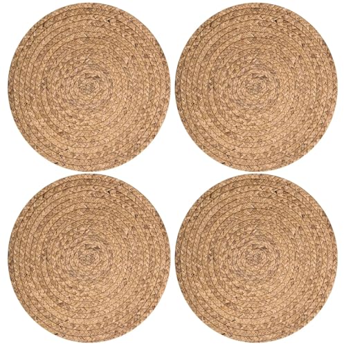 Manteles Individuales para Mesa, 4 manteles Individuales Tejidos rústicos, Redondos de ratán de 10 Pulgadas, Tejidos para Cocina