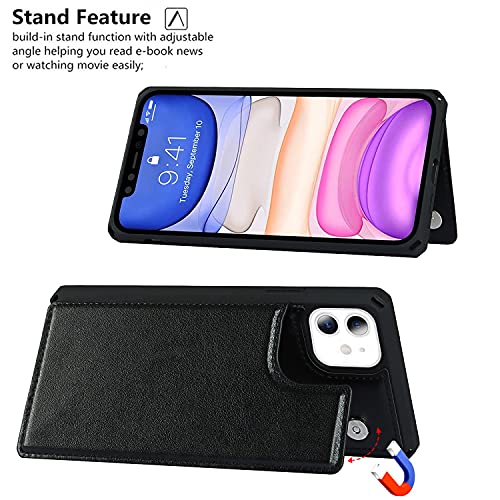 Coque cuir PU iPhone 11 premium anti-choc et compartiment carte haut de gamme - 5