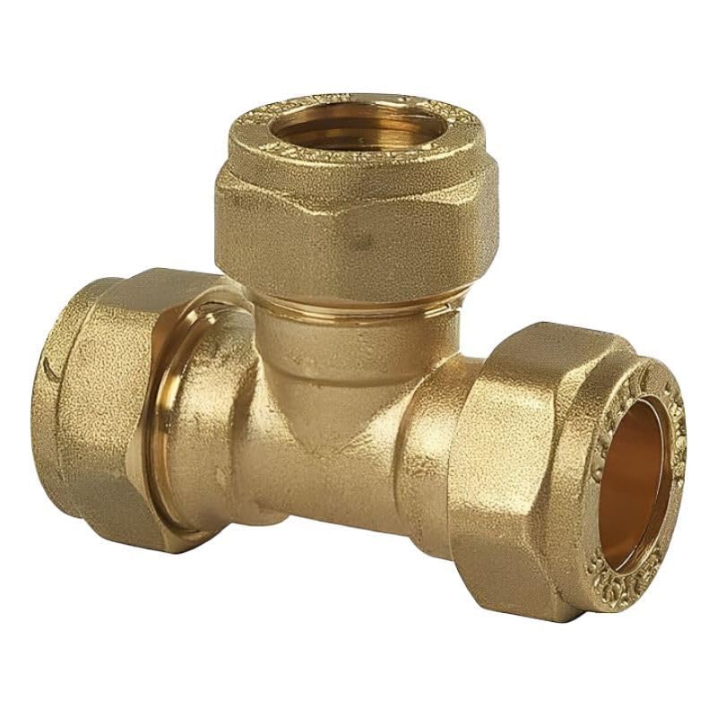 ODSUPPLIES Brass Equal Tee - 12mm Compression Fitting (Pack of 2)