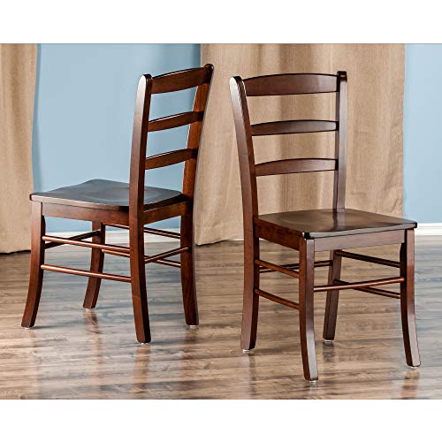 Winsome Benjamin Ladder Back Chair Set of 2 in Walnut, Classic Backed Kitchen & Dining Room Chairs, Simple & Elegant Home Seating Solution, Great for Office, Hallway, Bedroom by Winsome - Image 2