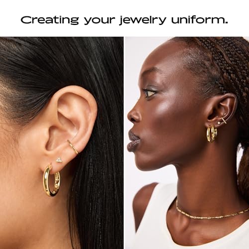 Ana Luisa Giulia Huggie Hoop Earrings for Women - Hypoallergenic Water-Resistant Tarnish-Free Chunky Earrings for Women - 14K Gold Plated & Silver Rhodium Plated Hoops - Small, Medium & Large Size by Ana Luisa - Image 4