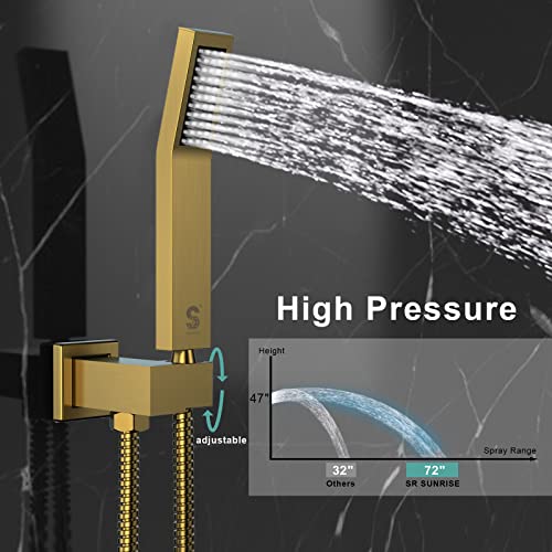 Image of SR SUN RISE 12'' All-Metal Shower System with Tub Spout Handheld Sprayer