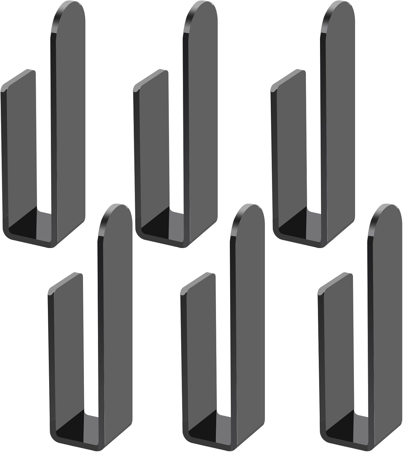 B-US-Hook6 Sturdy Acrylic Wall Mount Baseball Hat Hooks, Multi-Purpose Coat Rack Wall Hooks for Walls, Closets and Doors, Self-Adhesive (Black 6 Piece)