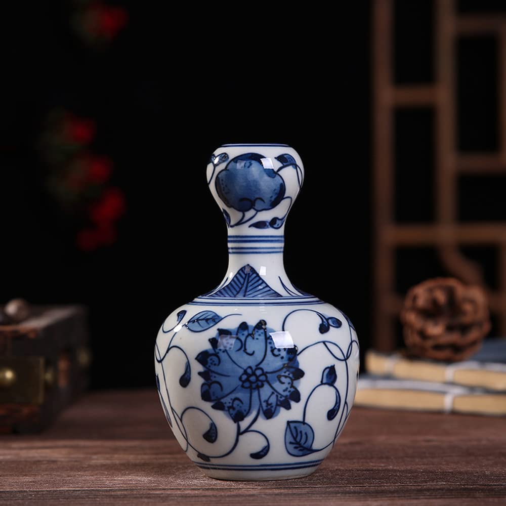 asdchZen Small Blue And White Porcelain Vases Blue Chinoiserie Decor Ceramic Flower Vases Chinoiserie Porcelain Classic Decor For Ornamental Vase Table Centerpieces Bookshelf Decor,E