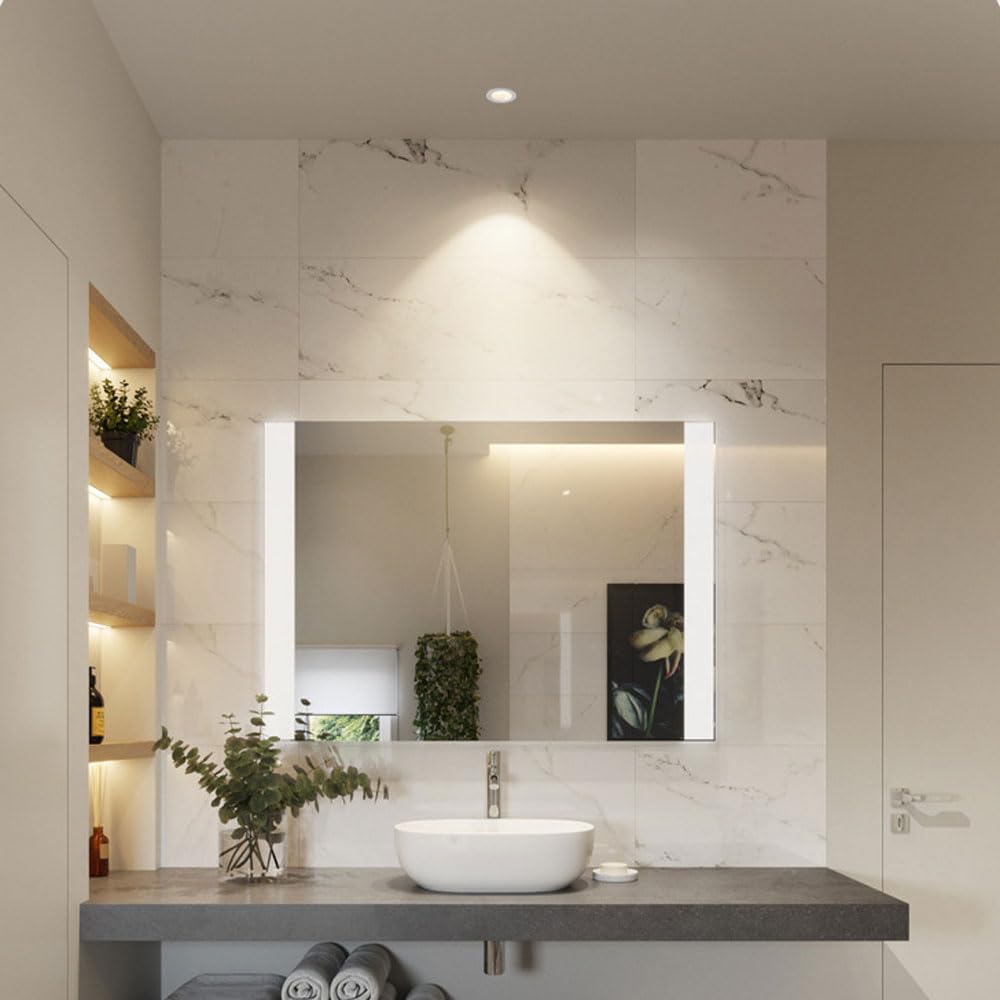 Faretto da Incasso a LED antiriflesso, Confezione da 4 faretti da Incasso a LED IP44 Impermeabili, 3 CCT 3500K/4000K/6000K selezionabili, faretto da soffitto, faretto da Incasso, bianco/9W/3500K