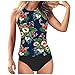 Sizoer Delantal Bikini Blusa de Mujer a Rayas con Estampado de Tiras en la Espalda Push Up Tankini Trajes de baño Tankini Top con Pantalones Cortos Bikini Parte De Arriba Mujer