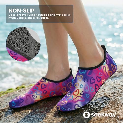 Image of SEEKWAY Water Shoes Women Men Adult Quick-Dry Aqua Socks Barefoot Non Slip for Beach Swim River Pool Lake surf Black SK002(U)