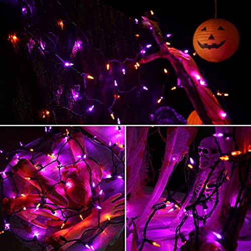 Brizled Purple & Orange Halloween Lights, 33Ft 100 Led Halloween String Lights, 120V Ul Certified Purple & Orange Lights Connectable Halloween Lights Outdoor For Halloween Tree Garden Home Patio Decor #TOP3