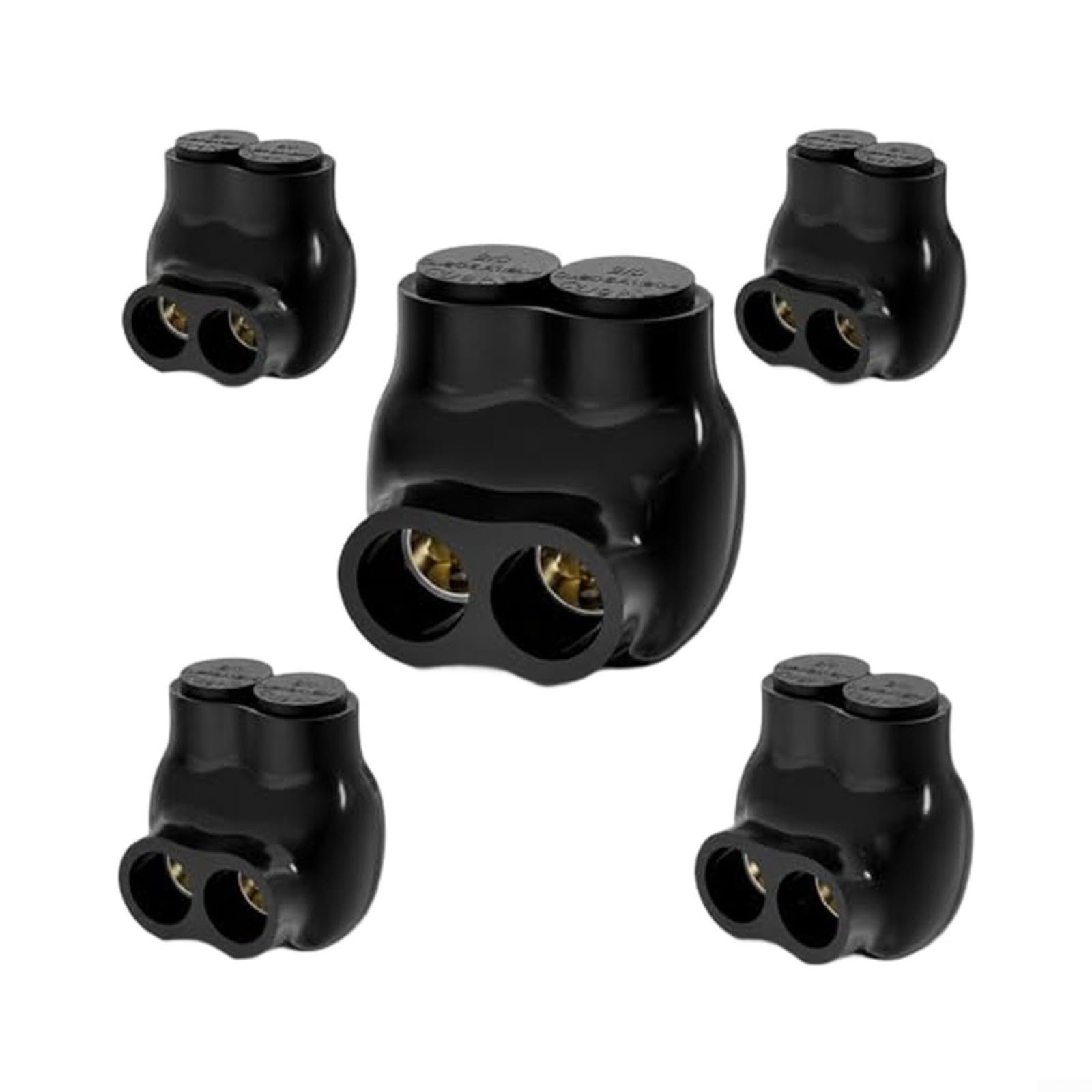 Connettori isolati per cavi 2/0-6 AWG (5 pezzi), certificati UL per fili Al/Cu, con inibitore di ossido, morsetto di derivazione multiplo ignifugo 600 V per connessioni di alimentazione sicure, nero