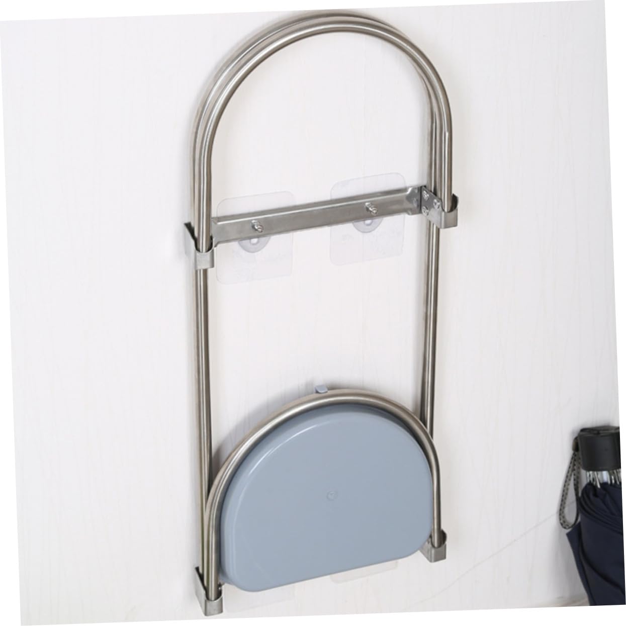 HANABASS Supporto Portaombrelli da Parete Pieghevole in Acciaio Inossidabile Organizer Multiuso per Ingresso Casa Design Compatto Argento e Azzurro