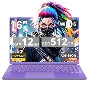 Laptop para juegos 2025 de 16 pulgadas N5095 (hasta 2.9 GHz) 12 GB+512 GB SSD Soporte 1TB Expandir Win 11 Laptops 1920 * 1200 Pantalla FHD 5G WiFi BT 4.2 Ventilador de refrigeración de cámara web