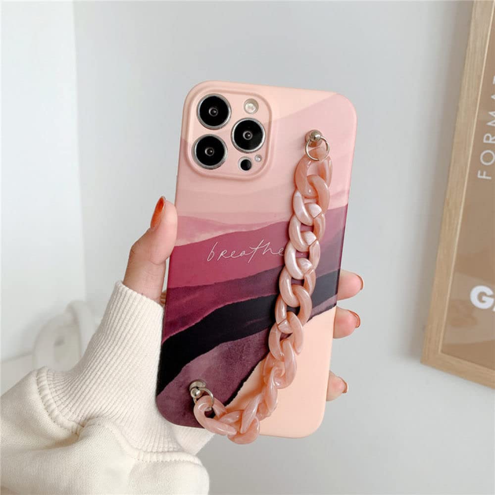 Housse silicone iPhone 12 Pro Max antichoc avec chaîne poignet effet marbre - 7