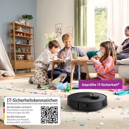 Bosch Spotless Max BCRDW3B Saugroboter mit Wischfunktion, 11.000 Pa Saugkaft, rotierende Wischpads, Nass-Trocken-Servicestation, Selbstreinigung, Smart Vision Navigation, Steuerung per App, schwarz