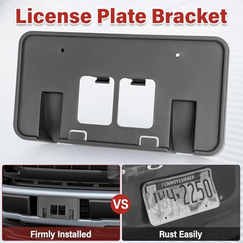 Image of License Plate Bracket Accessories for Ford F250 F350 F450 F550 Super Duty 2005 2006 2007, Excursion 2005 Front Bumper License Plate Holder Replacement Frame Black Mount