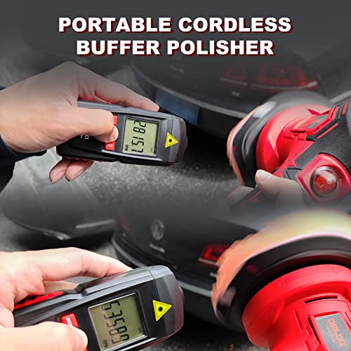 Delixi Cordless Buffer Polisher - Car Buffer Polisher With 2Pcs 12V Lithium Rechargeable Battery Brushless Polisher With 6 Variable Speed,Extra 25 Pcs Attachments, Perfect For Polishing/Sanding #TOP4