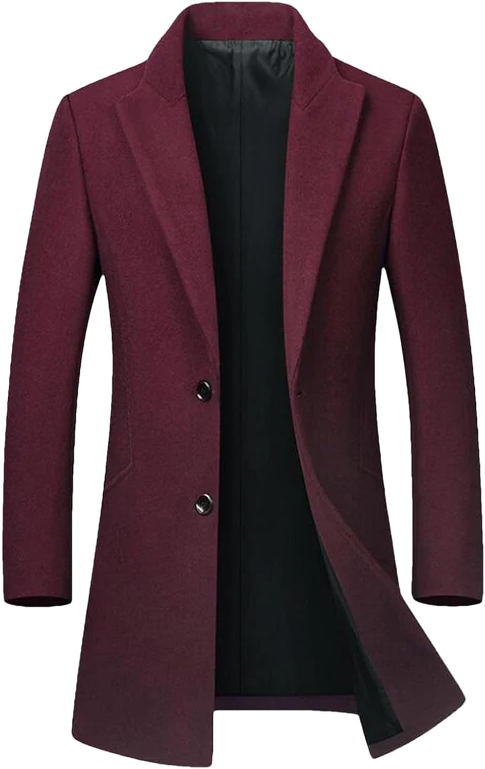 Winter Trench Coat Men Single Breasted Two Button Oversized Long Jackets Notch Lapel Wool Blend Business Pea Coat Men
