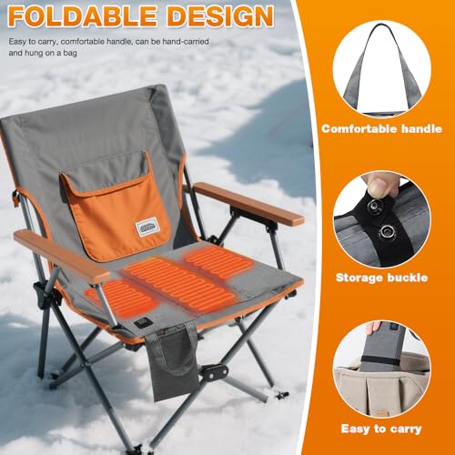 WDKXCN Beheizbares Sitzkissen Outdoor, Tragbares Faltbares Sitzkissen Beheizbar Outdoor, USB Beheiztes Sitzkissen, Einstellbare Temperatur Heizkissen Akku Kabellos, Leichtes Elektrisches Wärmekissen