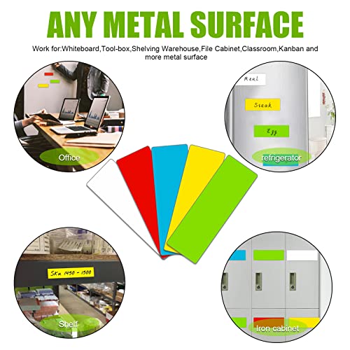STTMGN Dry Erase Magnetic Labels (1x3,Pack of 60),Write On Magnets Sticker,Real Waterproof/Reusable for Classroom&Office&Cabinet&whiteboard&Fridge&More (Multicolor) - Thumbnail 6