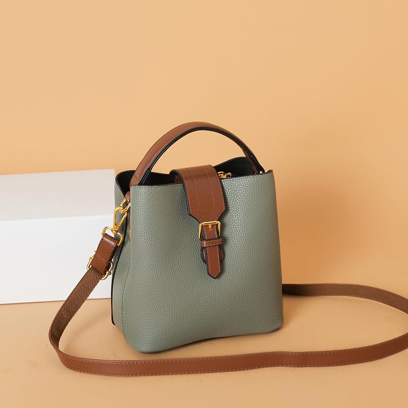 Trendy PU Leather Bucket Handbag Spacious Soft Shoulder Bag with Detachable Adjustable Strap2