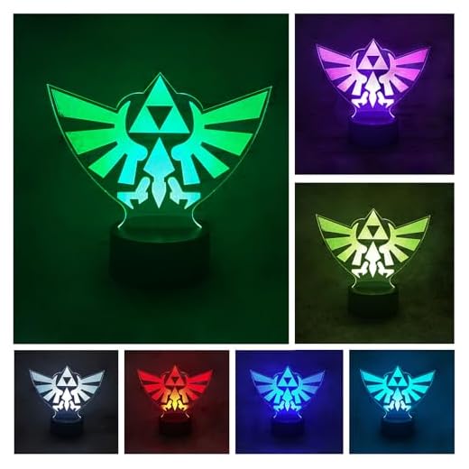 Lampara LED Videojuego Zelda Trifuerza Hyrule Logo Cambia Color USB Luz nocturna y decoración