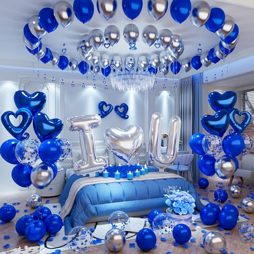 Kit de ballons bleu roi et argenté de haute qualité pour une décoration raffinée