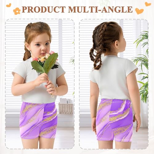 Soft Lavender Marble Golden Glitter Toddler Girls Biker Shorts Cotton Under Dress Shorts Print 4t Children4