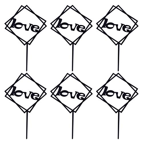 6 peças de acrílico preto para bolo de coco Design criativo Escolhas de bolo AMOR Impressão de fruta