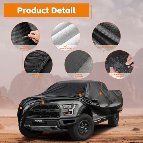 Image of 7 Layers GUNHYI Truck Cover Waterproof All Weater, Pickup Truck Cover Fit Most Regular Cab Short Box for Ford F100 /F150, Chevy C10 /S10, Ram 150 250, Tacoma etc. (Length up to 210 inch)