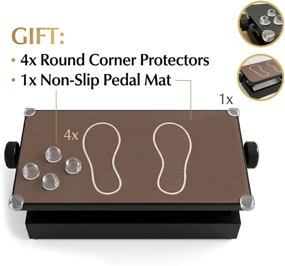 Piano Pedal Extender for Kids - Adjustable Height 5” to 8” - Portable Foot Rest for Children (Black, Piano Pedal Extender & Foot Rest)