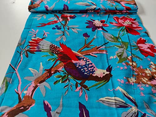 Image of Floral Printed Cotton Fabric Cloth Hand Block Print Fabric Women Material Running Jaipuri Hand Block Printed Women Dress Material Kurtis Natural 44 inch Inches Width 2.5 Meter (Pattern 31)