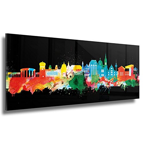Kunstbruder Skyline Aachen - Acrylglas - Neon (div. Größen) - Kunst Druck auf Acrylglas 20x50cm