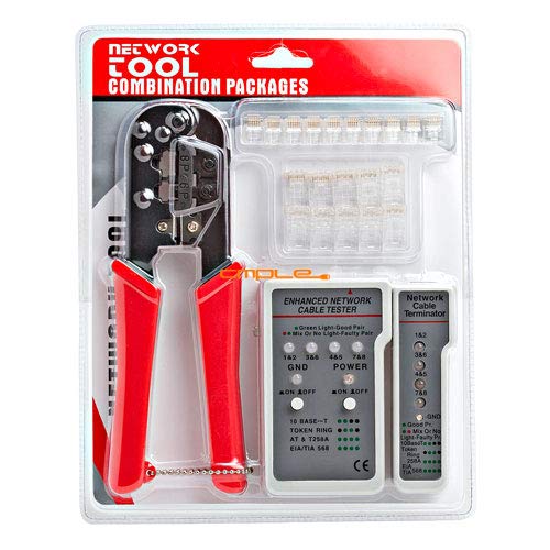 Cmple - RJ-45/RJ12 Crimping Tool Kit w/Network Tester and Modular Plugs