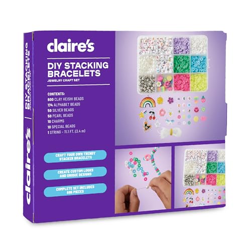 Claire’s DIY Bracelet Kit – 895-Piece Jewelry Making Supplies Set| Clay Heishi Beads, Alphabet, Charms, String| Friendship Bracelet Kit for Girls| Arts & Crafts Activity| Fashion Accessory Gift Age 8+ - Image 8