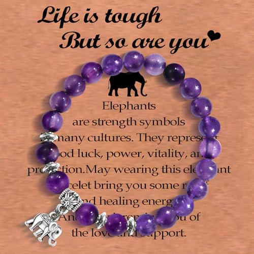 Get Well Gifts for Women Elephant Beaded Bracelets Motivational Gifts Amazonite Bracelet for Women Daughter Granddaughter Niece