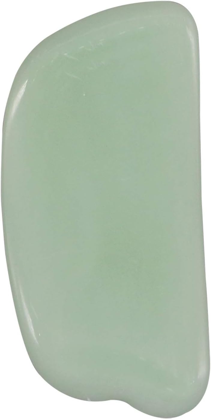 ORILEY OR-GSB-HZ-7-4 Gua Sha Scraping Massage Tool for Facial Glow, Blood Circulation, Natural Jade Stone Removes Toxins, Prevents Wrinkles, Boost Radiance of Complexion (1 Pc, Light Green)