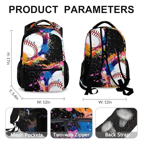 School Backpack for Boys, Baseball Schoolbag for Kids Teen Boys Kindergarten Elementary Primary Middle College, 17 Inch Large Capacity Durable Baseball Bookbag3