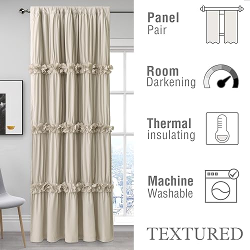 Image of Homechoice Decor Camel Blackout Window Curtains, 52 inch W x 96 inch L x 2 Panels