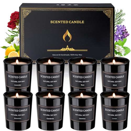 Juegos de Velas Aromática Perfumadas Regalo 8 PCS, de Cera de Soja Natural para Mujeres,para Yoga,Baño,Dormitorio,Aniversario Día,Madre,Día de San Valentín