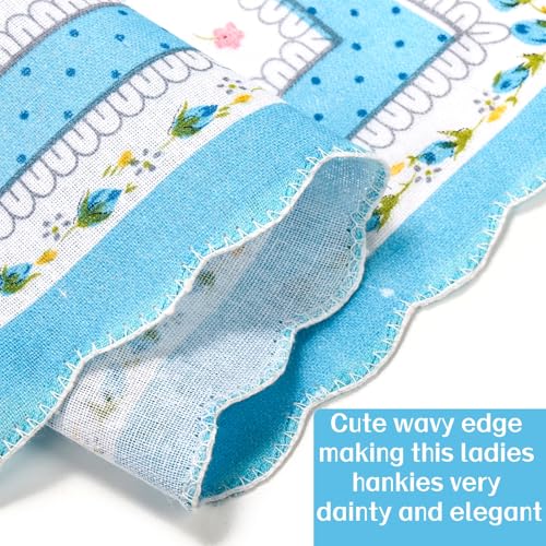 Image of Goaste 40 Pack Cotton Handkerchiefs, 11.5 inch Women Hankies with Vintage Floral Print, Ladies Tea Party Hanky with Wavy Edge, Pocket Square Towel for Gifting, Weddings, Home Decor