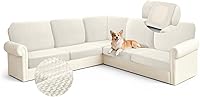 Vista 1 de Arfntevss Velvet Striped Corner Sectional Couch Covers L Shape Couch Cushion Covers Fitted Stretch Sofa Covers 11-Piece U Shaped Furniture Protector
