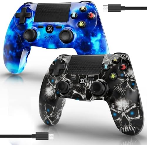 2 Pack Wireless Controller for PS4, Controller for Sony PlayStation 4, Double Shock 6-Axis Motion Sensor, Sensitive Touch Pad, Built-in Speaker & 3.5mm Headset Jack, Compatible with PS4/Pro/Slim : Video Games