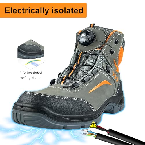 Men's Women's Waterproof Work Boots, Composite Toe Safety Boots for Construction, Anti-Slip Rubber Outsole, Shock Absorption, 6KV Insulated Electrical Hazard (Conforms to ASTM)2
