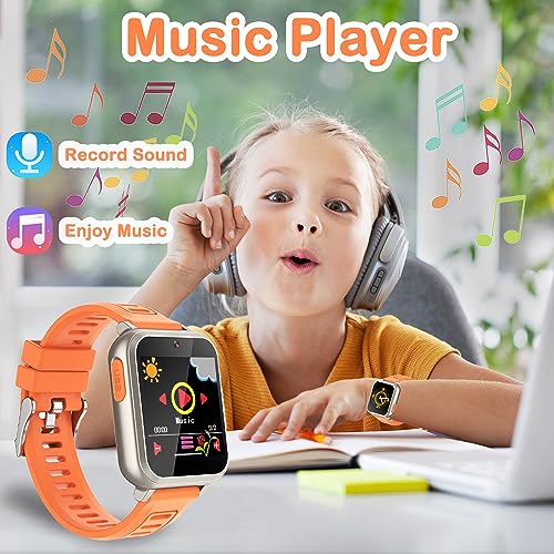 Kids Game Smart Watch for Kids with 24 Puzzle Games HD Touch Screen Camera Video Music Player Pedometer Alarm Clock Flashlight 12/24 hr Kids Watch Gift for 6-12 Year Old Boys Girls Toys for Kids